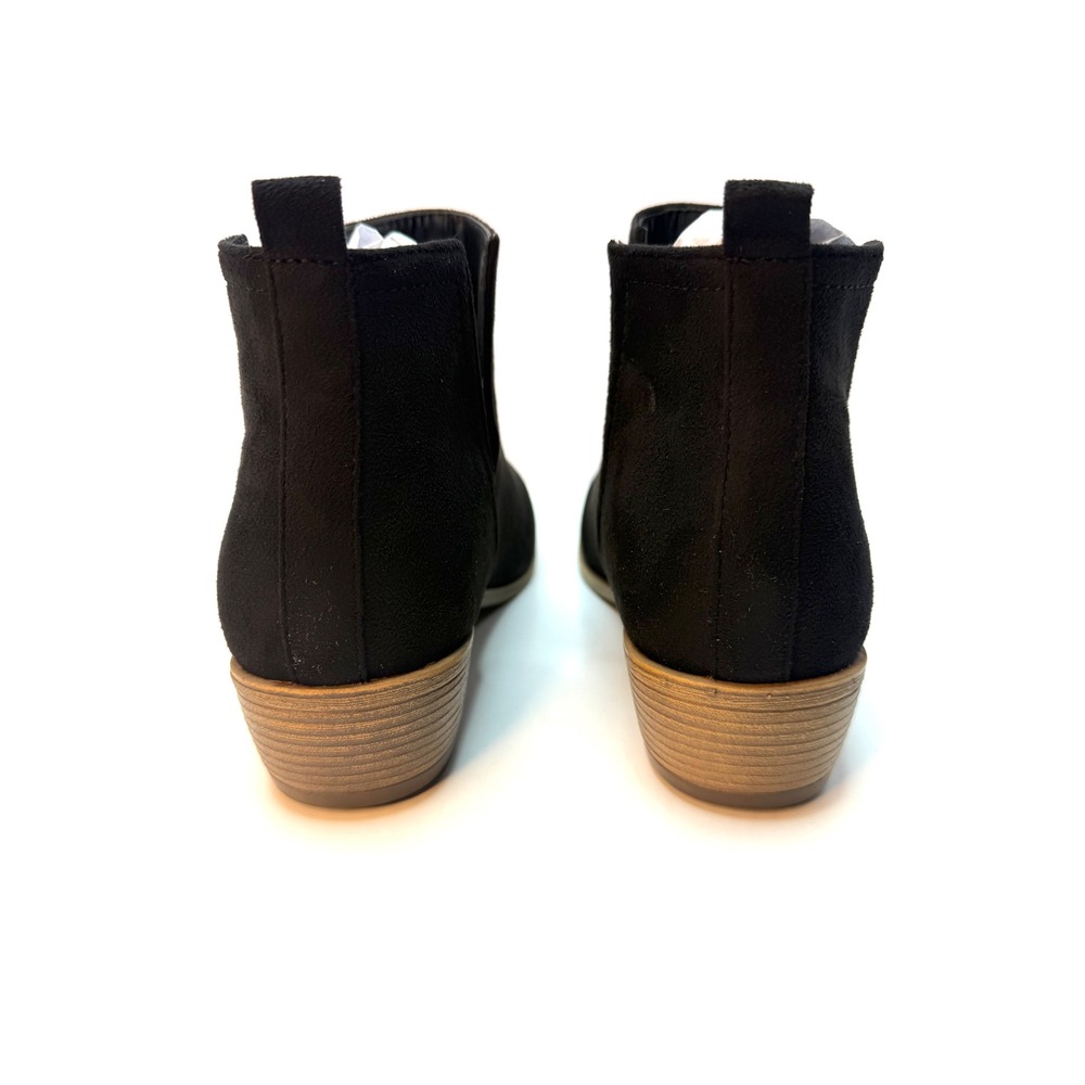 Journee Collection Women's Rimi Notched Ankle Stacked Heel Booties Black Size 9W - Picture 6 of 7